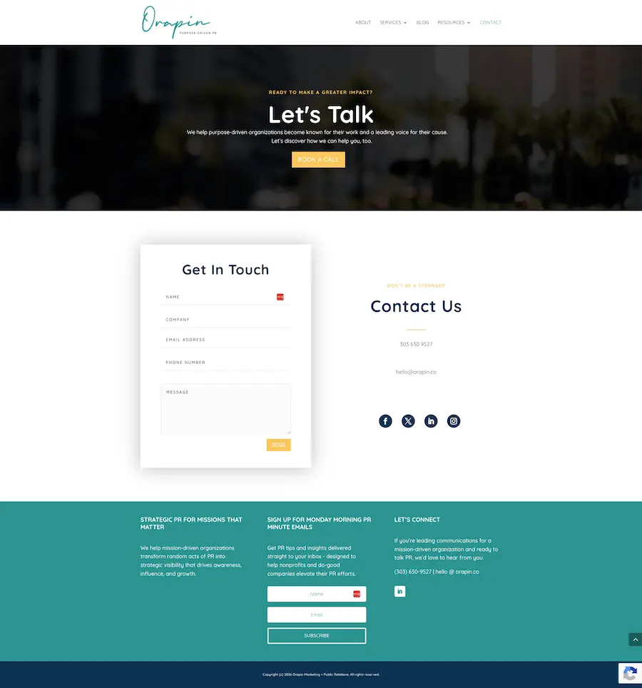 Orapin - Contact Page